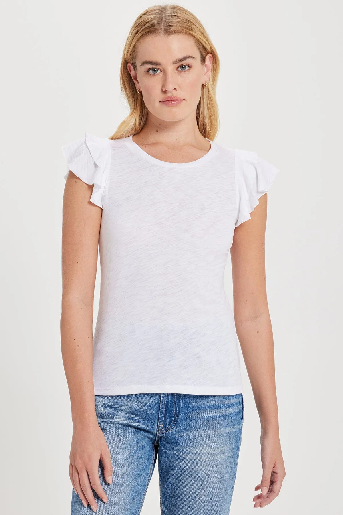 Celeste Ruffle Sleeve Tee sold by Goldie Tees