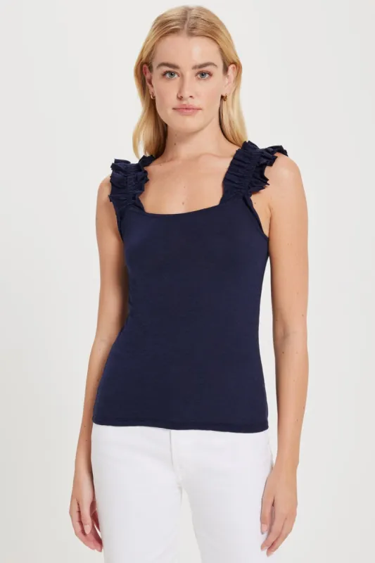 Phoebe Ruffle Tank sold by Goldie Tees
