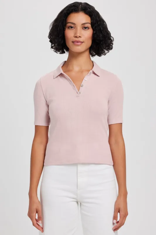 Pointelle Polo Tee sold by Goldie Tees