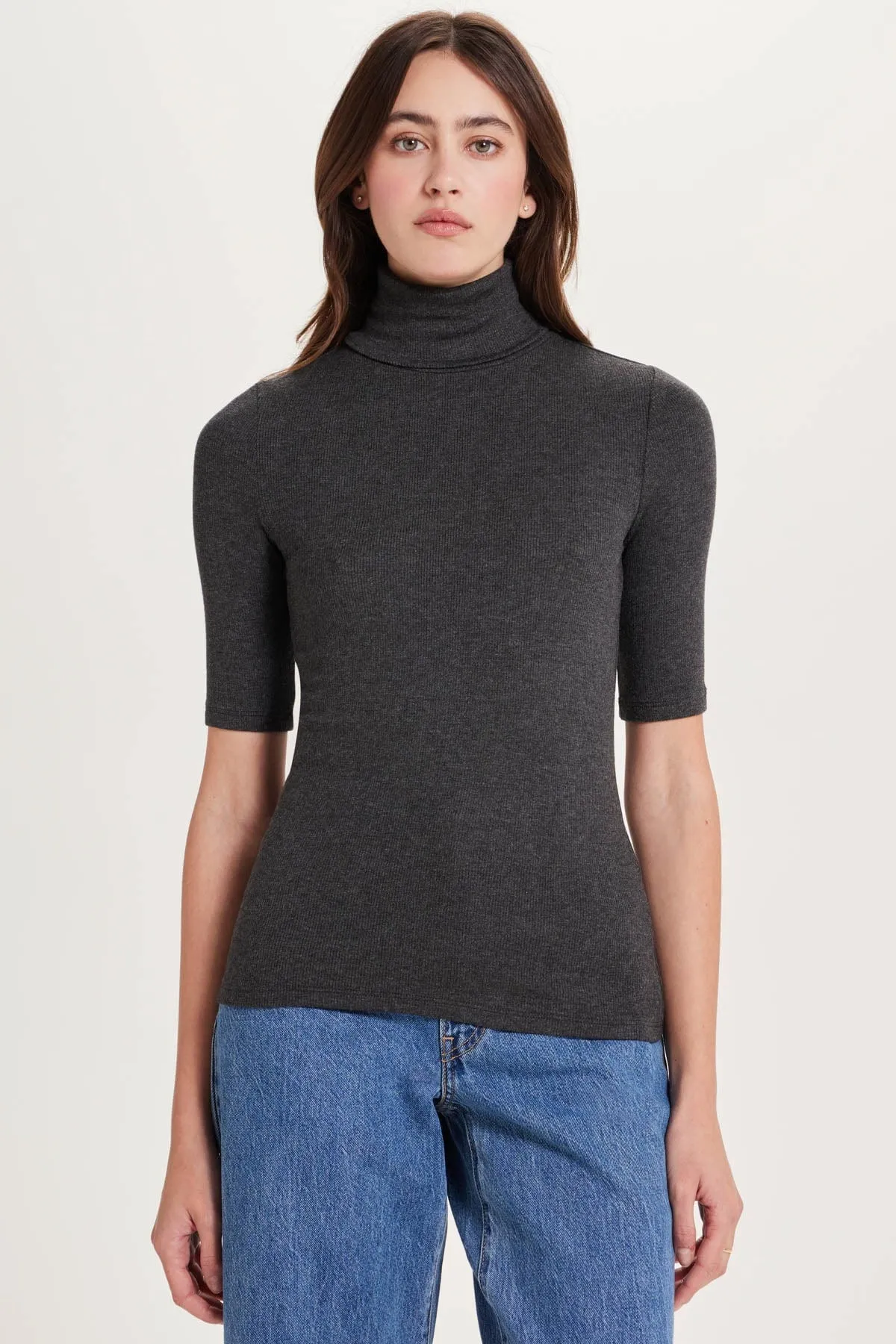 Ribbed Half Sleeve Turtleneck sold by Goldie Tees