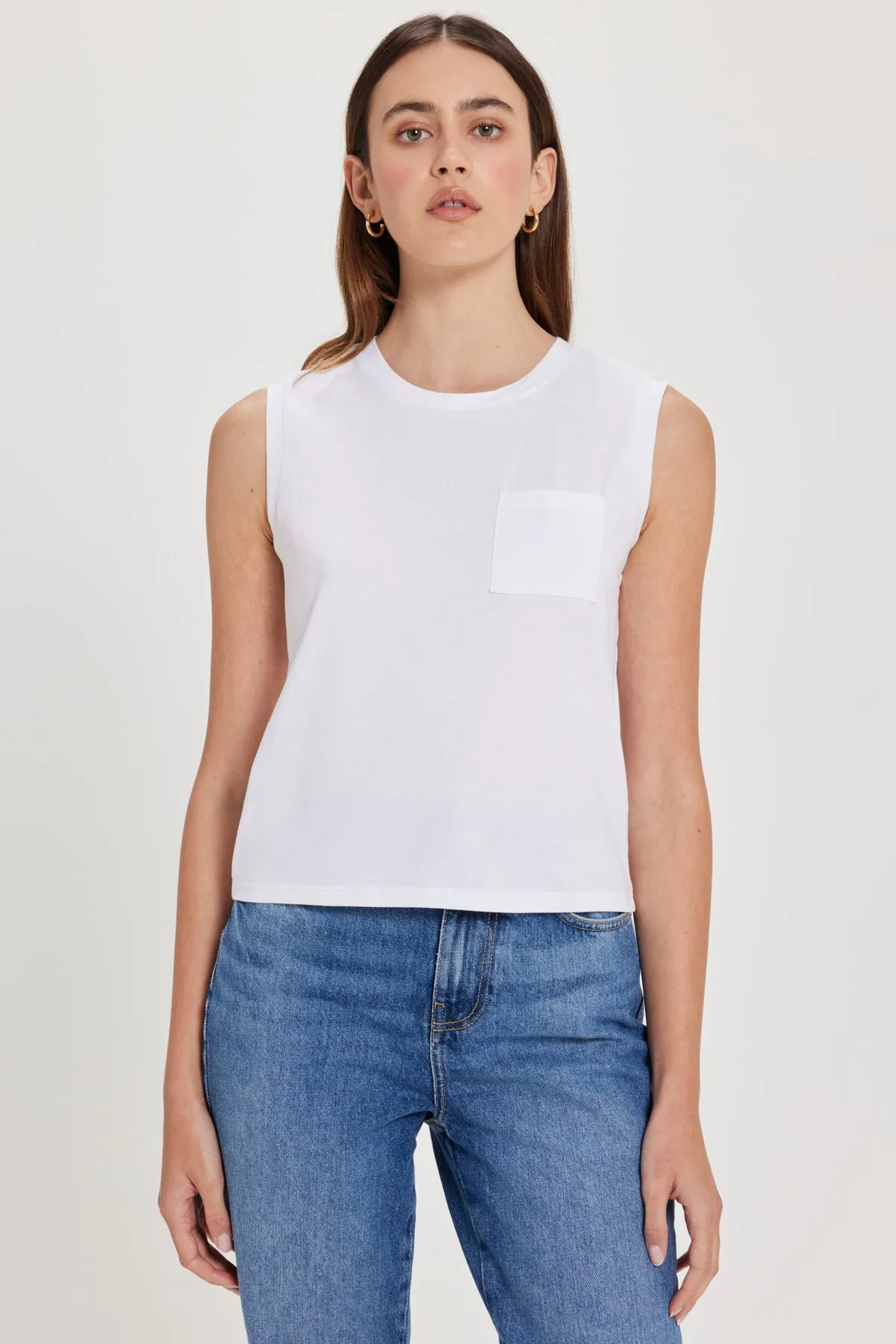 Organic Cropped Pocket Tank sold by Goldie Tees