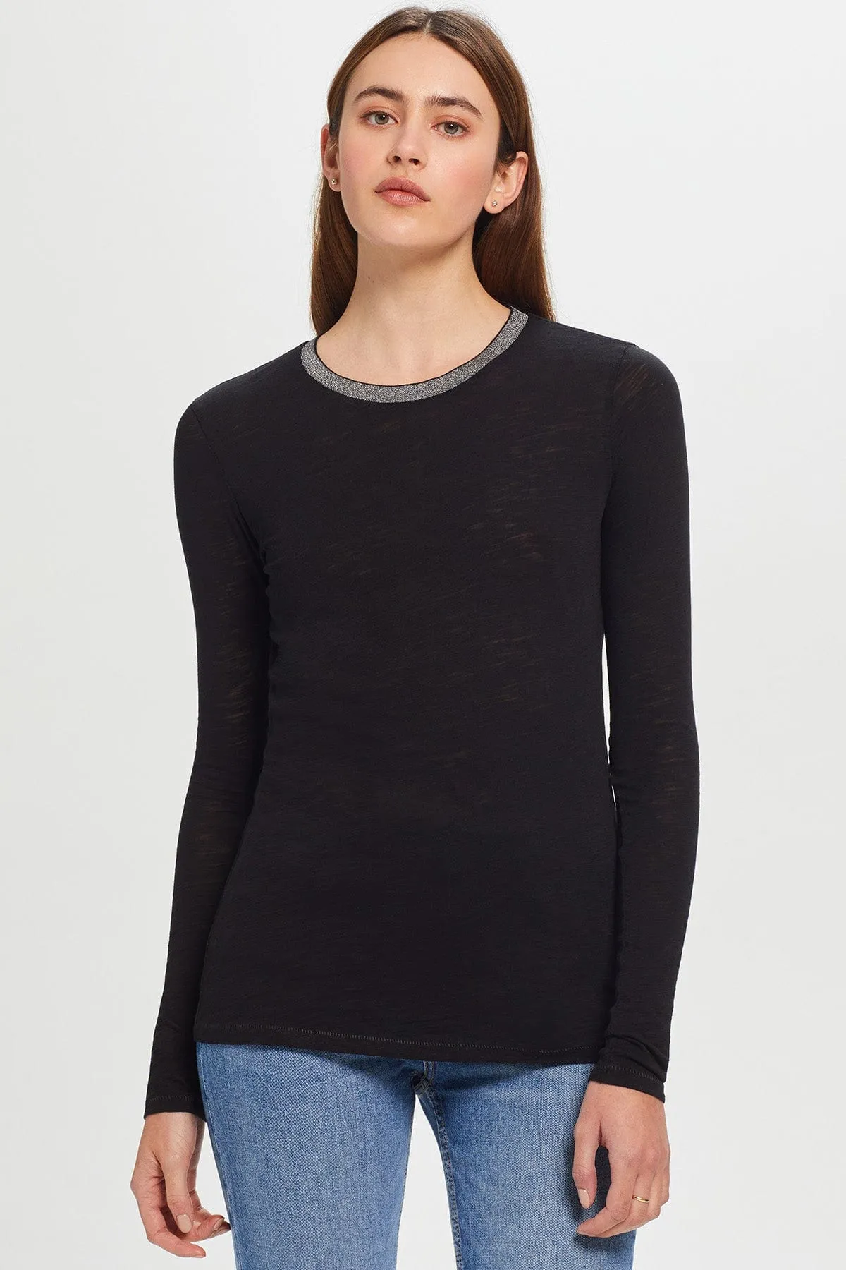 Long Sleeve Pavé Ringer Tee sold by Goldie Tees product image thumbnail 4