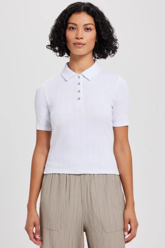 Pointelle Polo Tee sold by Goldie Tees