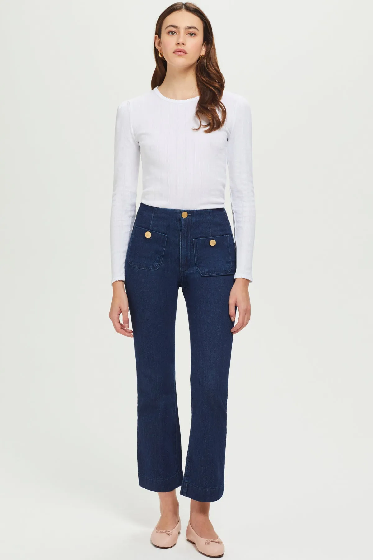 Long Sleeve Pointelle Tee sold by Goldie Tees product image thumbnail 2