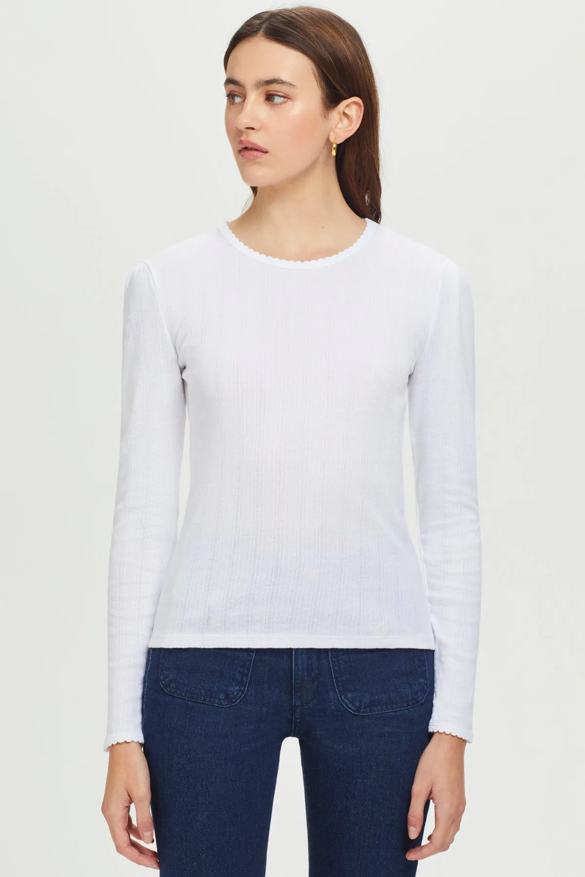 Long Sleeve Pointelle Tee sold by Goldie Tees