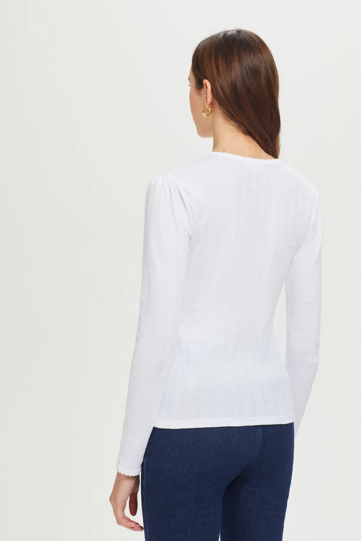 Long Sleeve Pointelle Tee sold by Goldie Tees product image thumbnail 4