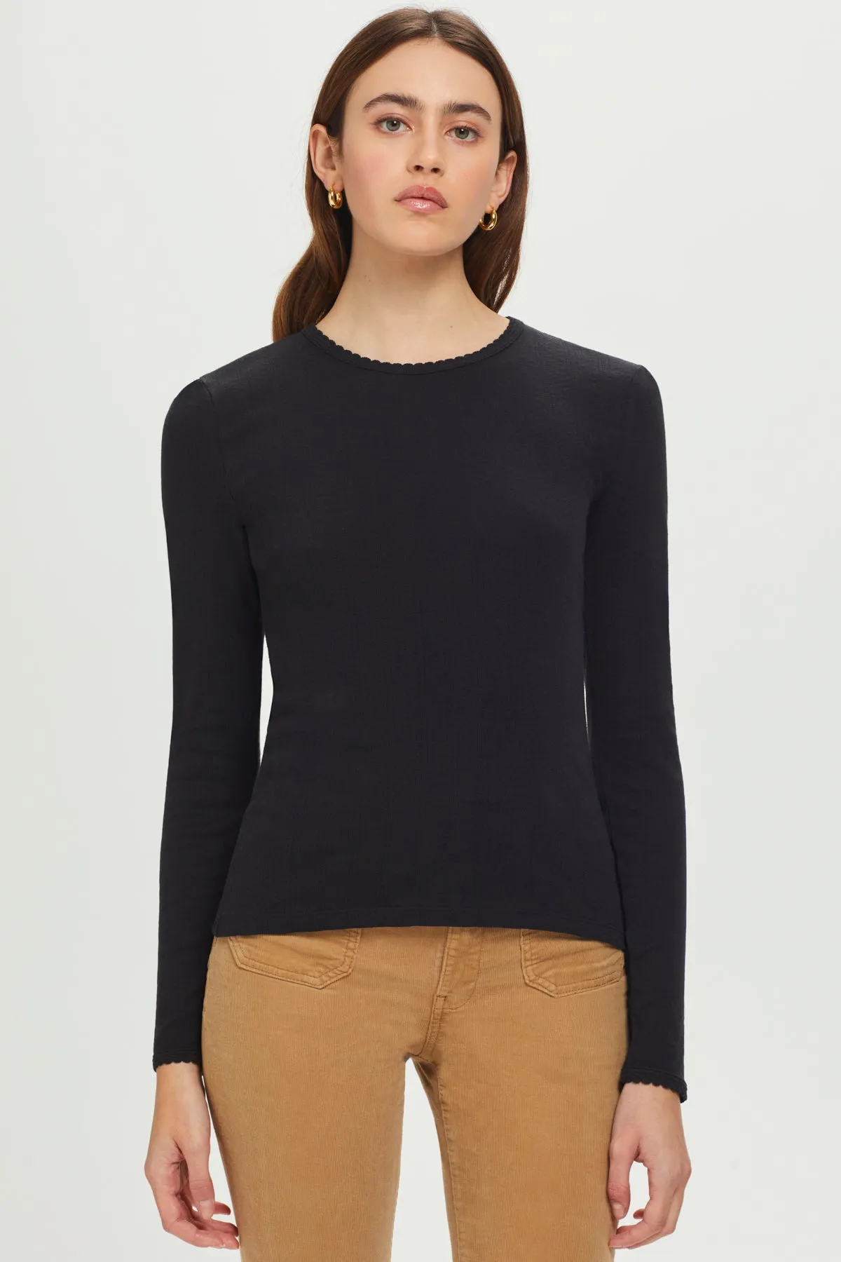 Long Sleeve Pointelle Tee sold by Goldie Tees product image thumbnail 5