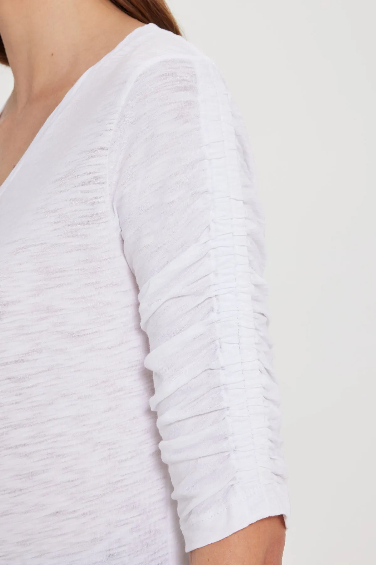Ruche Sleeve V Neck Tee sold by Goldie Tees product image thumbnail 3