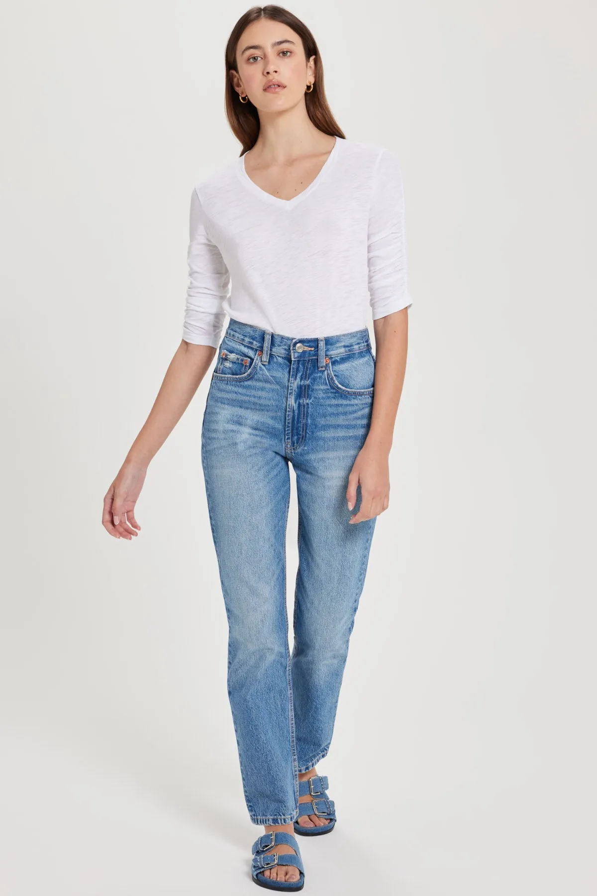 Ruche Sleeve V Neck Tee sold by Goldie Tees product image thumbnail 2