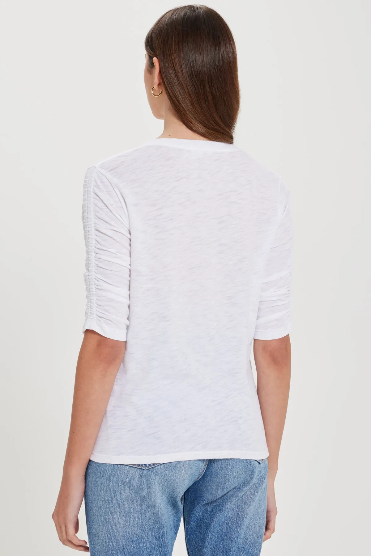 Ruche Sleeve V Neck Tee sold by Goldie Tees product image thumbnail 4
