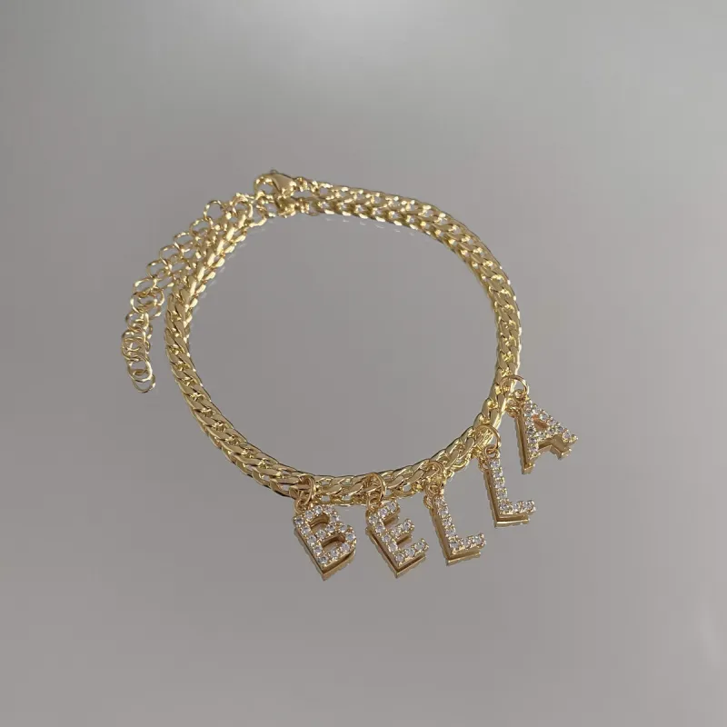 Custom ICY Letter Anklet | 1-7 Letters sold by PRYA