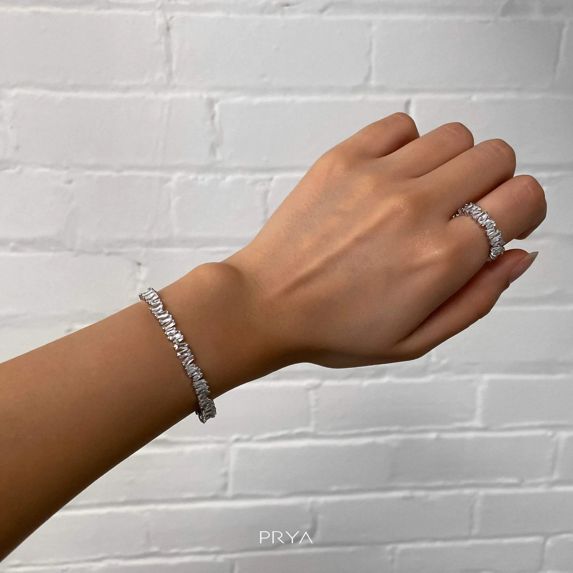 Jada Baguette CZ Bracelet Thin | Silver sold by PRYA product image thumbnail 2