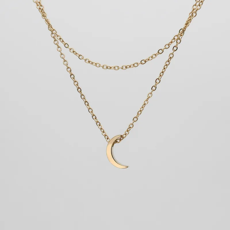 Celine Layered Moon Necklace made by PRYA
