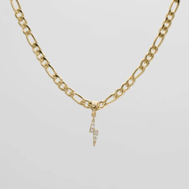 ICY Lightning Bolt Figaro Necklace sold by PRYA