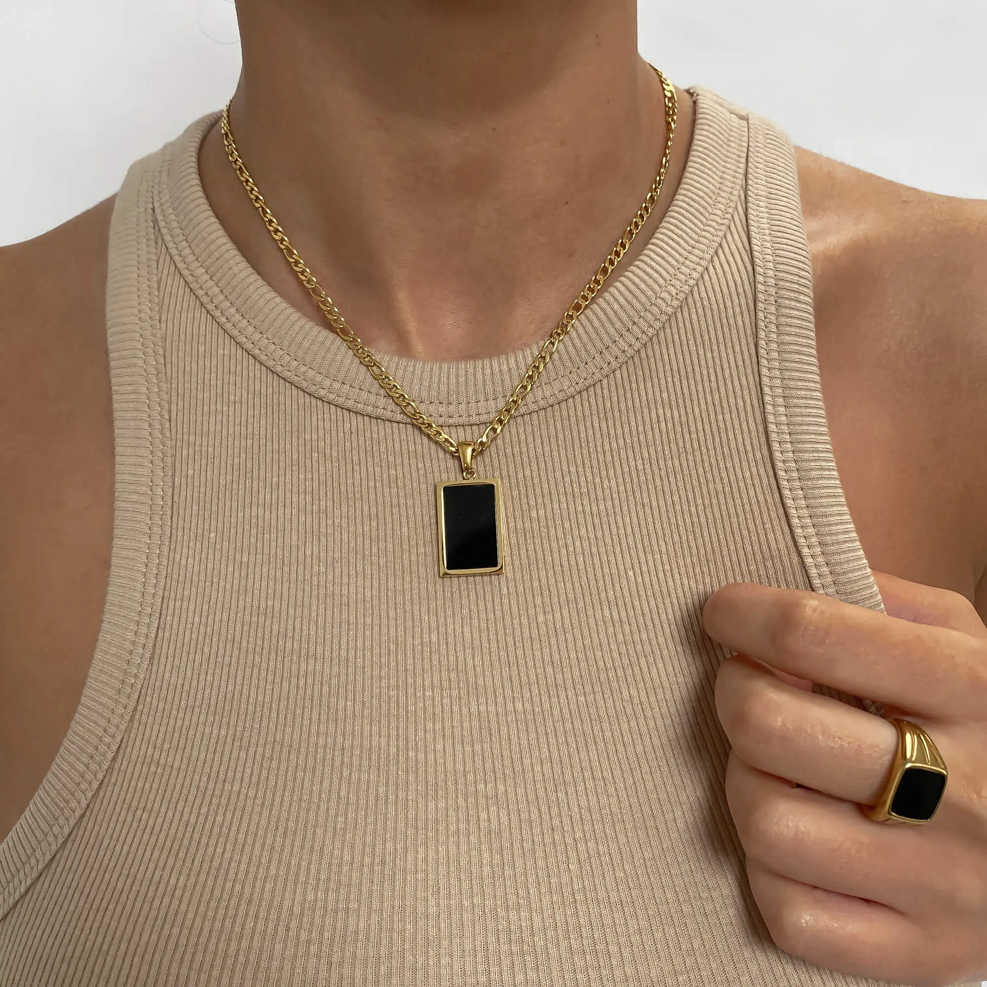 Saraya Onyx Tablet Necklace sold by PRYA product image thumbnail 2