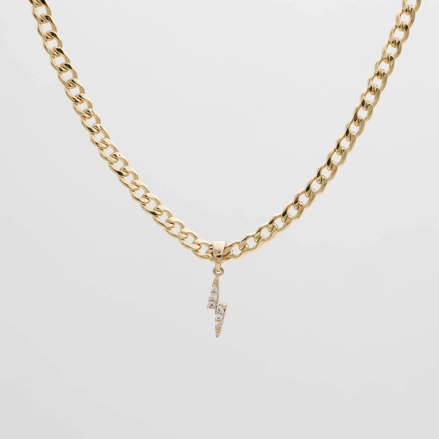 Pave Lightning Bolt Cuban Necklace sold by PRYA product image thumbnail 5