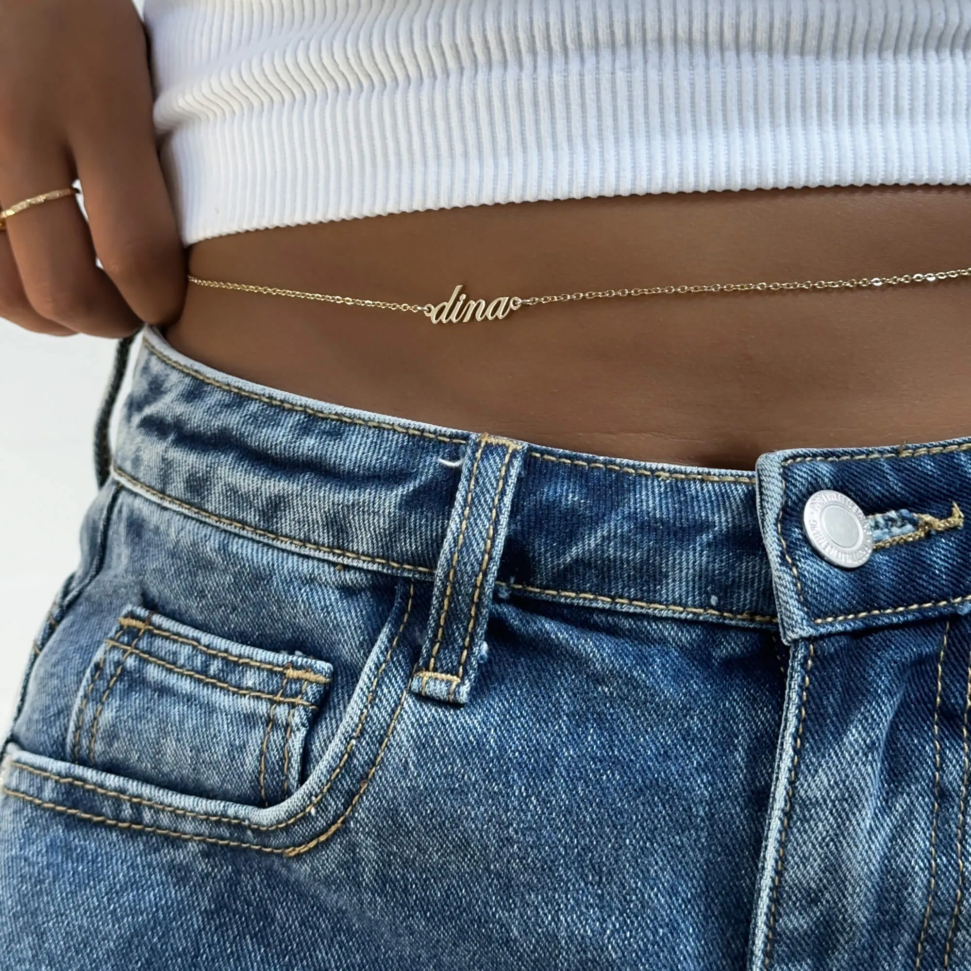 Cali Custom Name Belly Chain sold by PRYA product image thumbnail 2