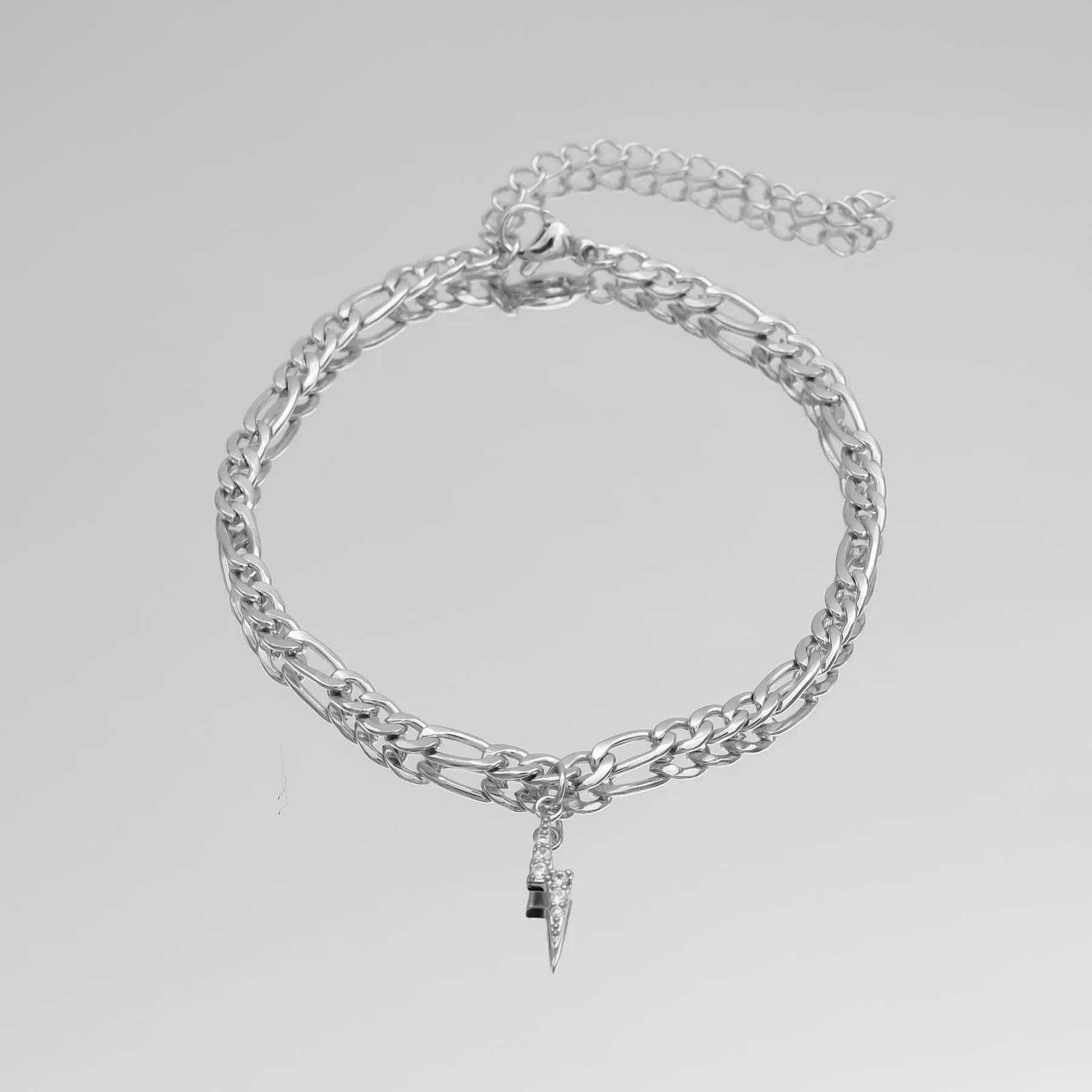 Pave Lightning Bolt Figaro Anklet sold by PRYA product image thumbnail 4