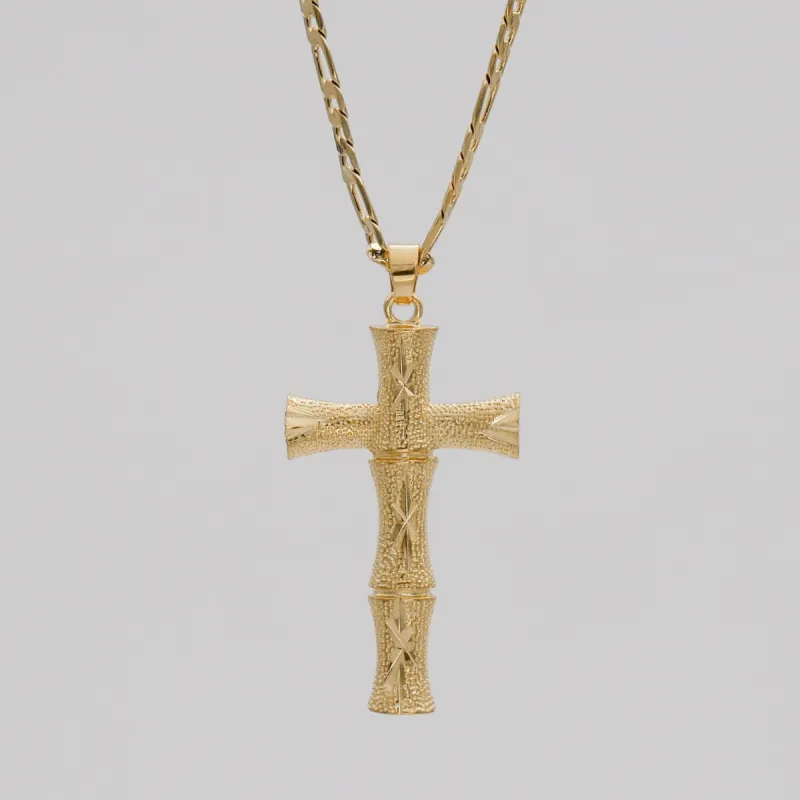 Bamboo Cross Gold Filled Necklace made by PRYA