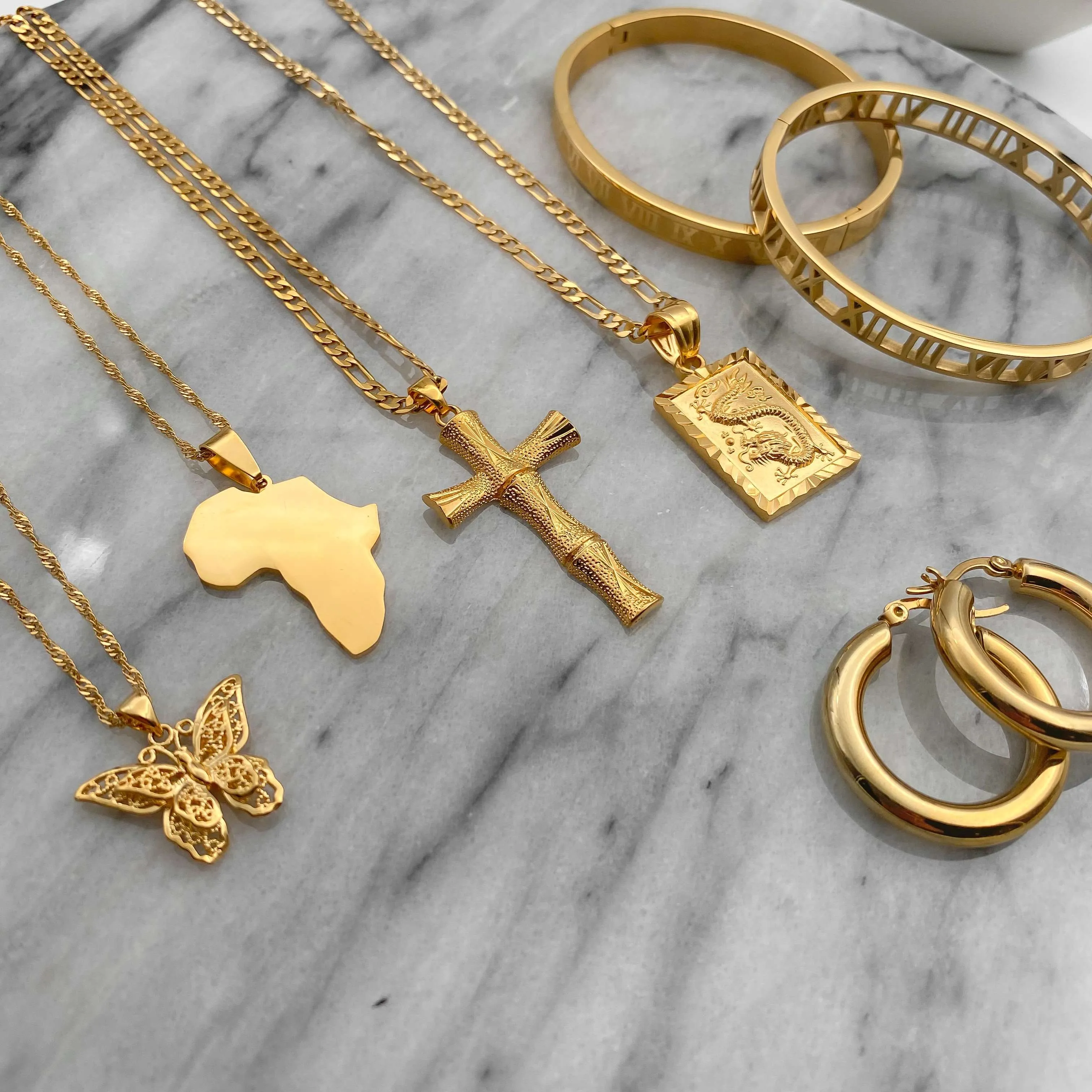 Bamboo Cross Gold Filled Necklace sold by PRYA product image thumbnail 3