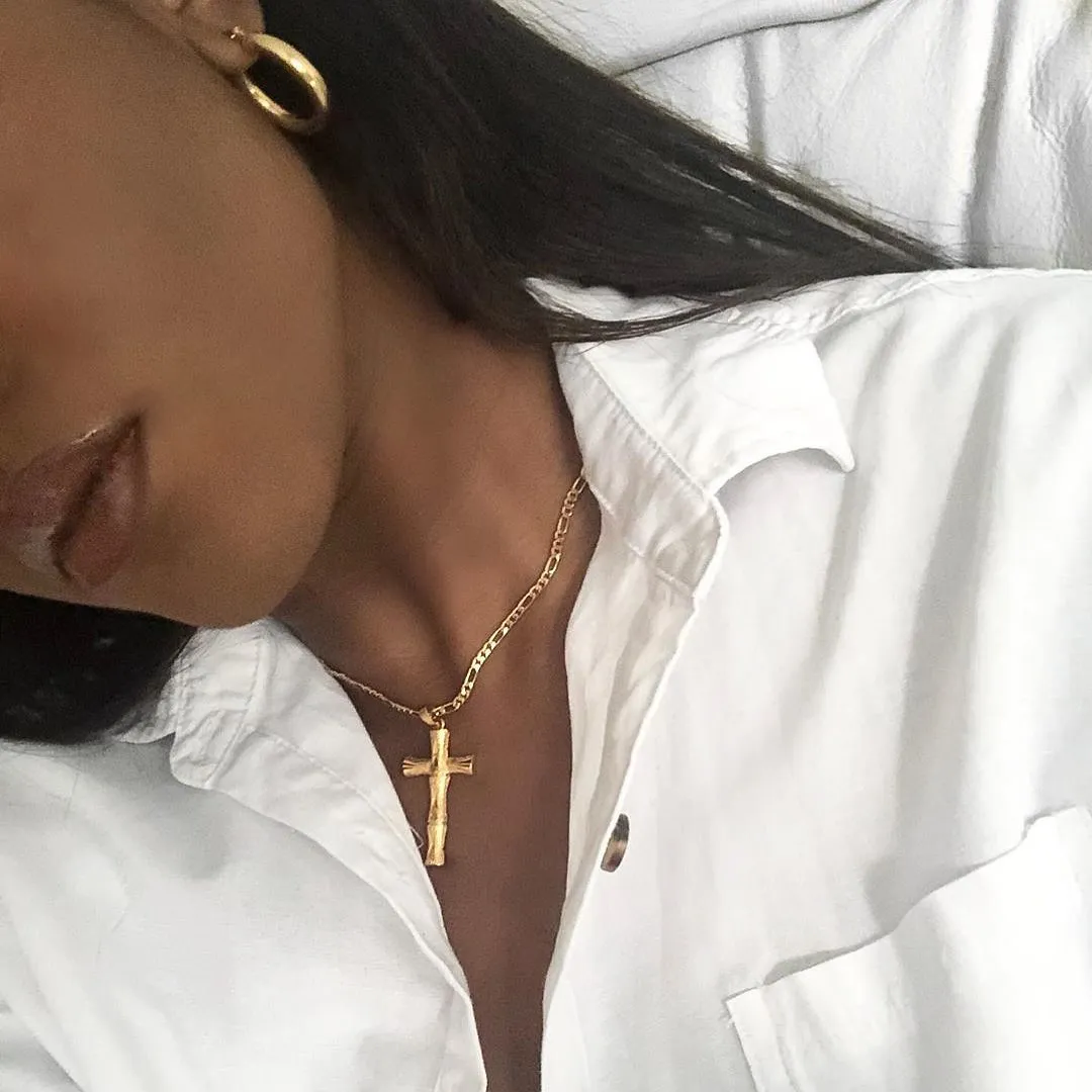 Bamboo Cross Gold Filled Necklace sold by PRYA product image thumbnail 4