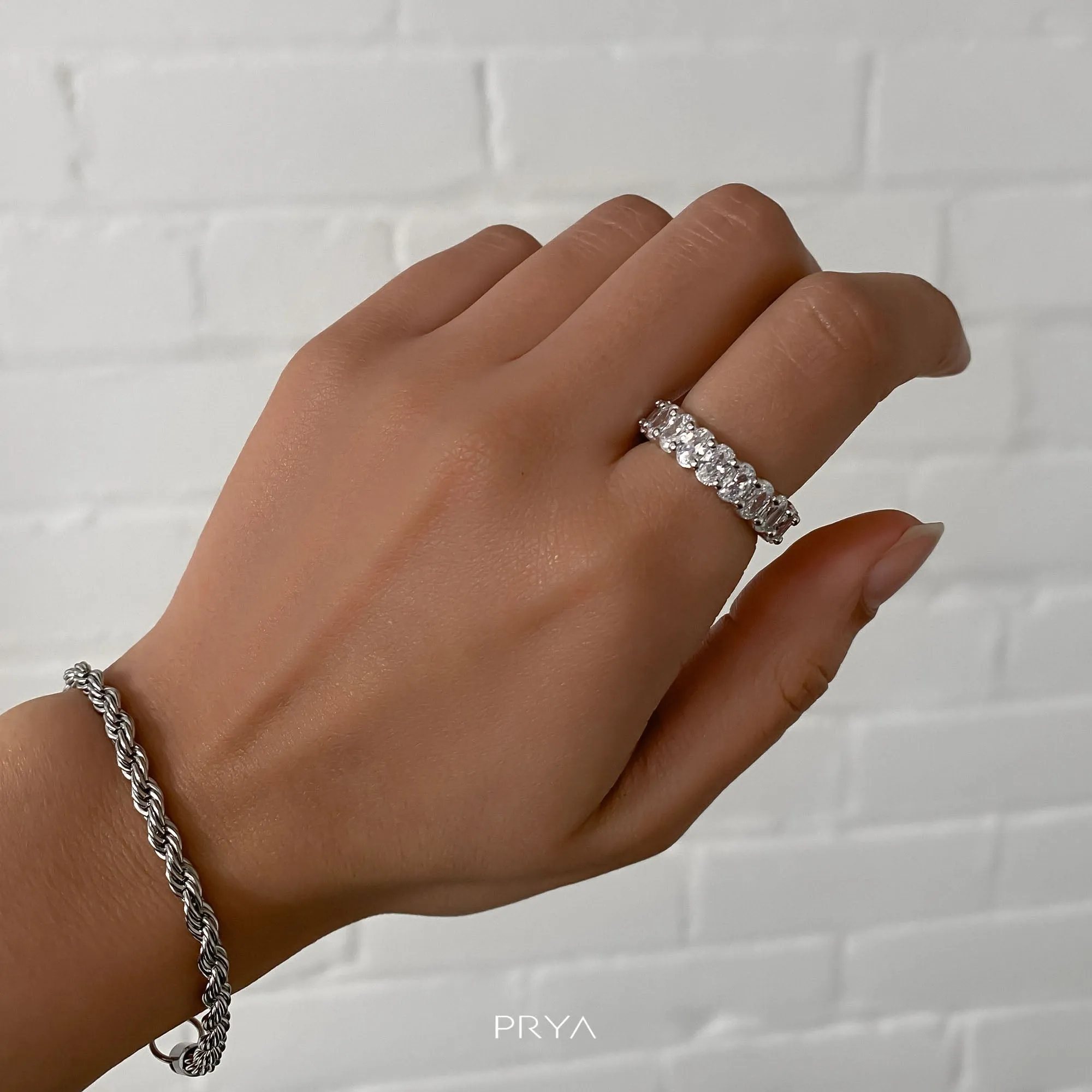 Silver Oval Cut CZ Ring sold by PRYA product image thumbnail 4