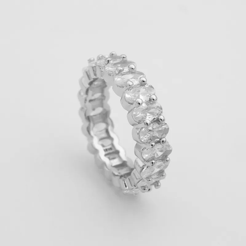 Silver Oval Cut CZ Ring sold by PRYA