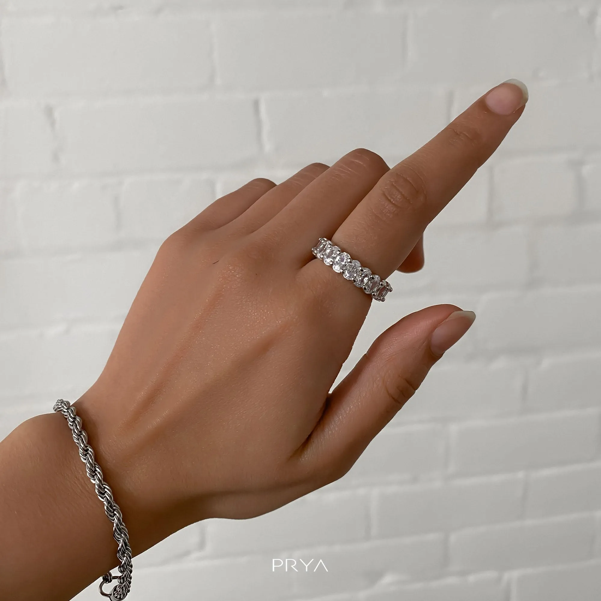 Silver Oval Cut CZ Ring sold by PRYA product image thumbnail 2