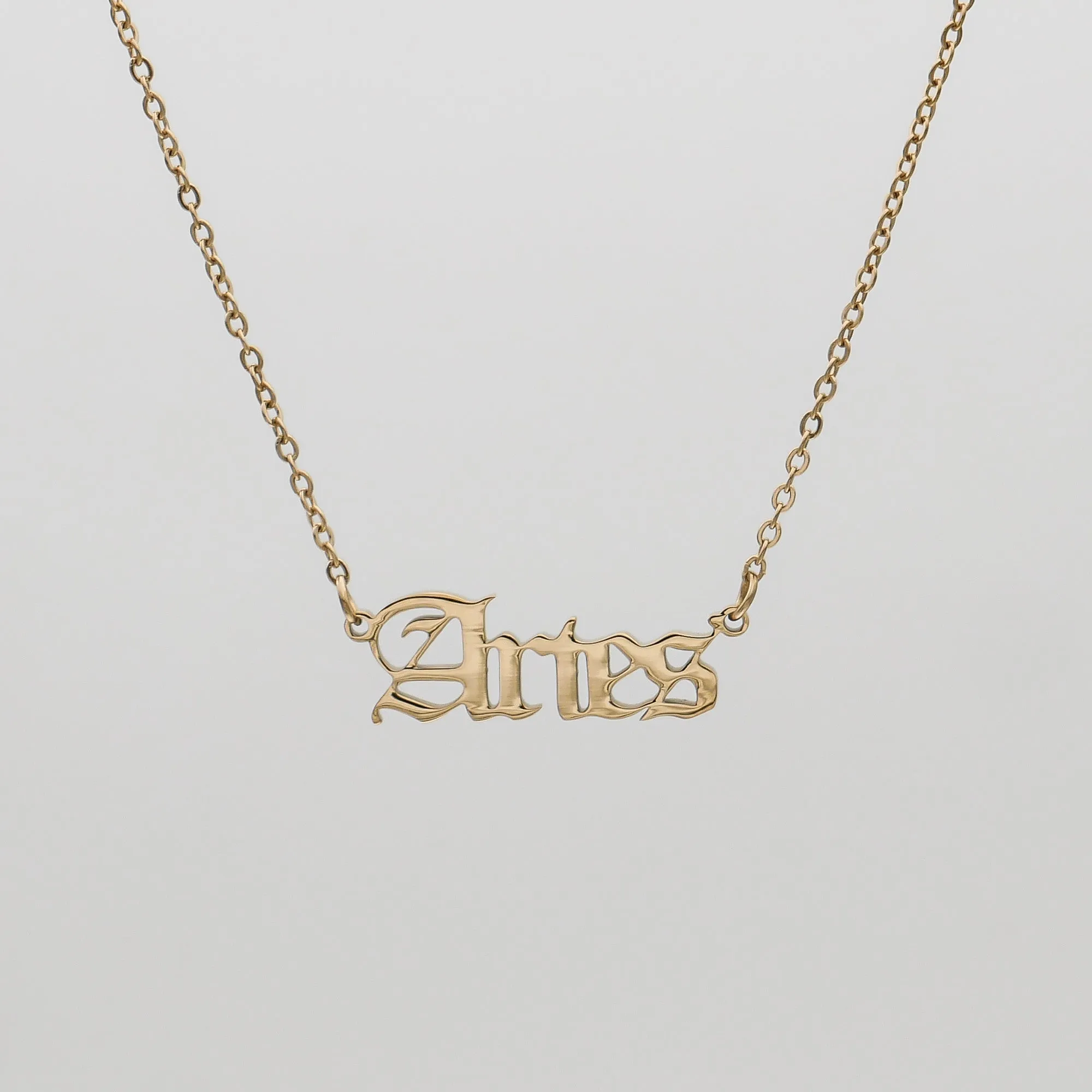 Old English Zodiac Name Necklace sold by PRYA product image thumbnail 3