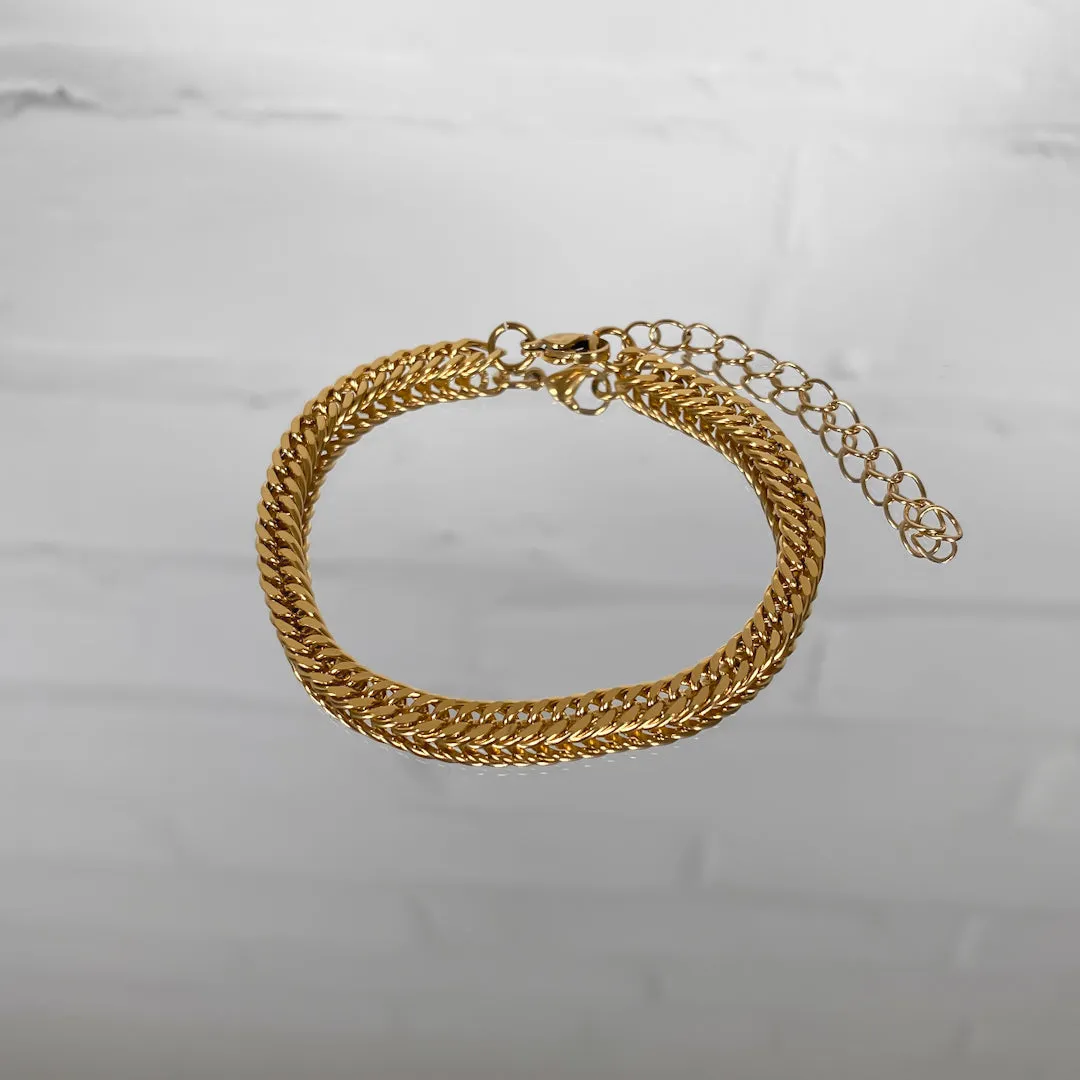 Double Link Curb Anklet | Gold sold by PRYA
