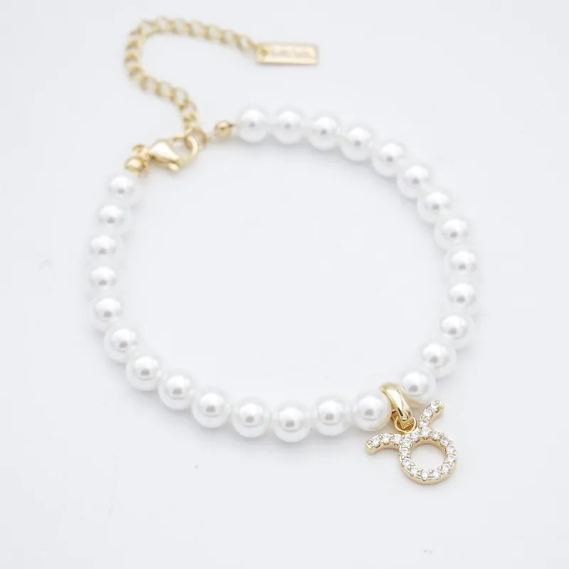 Pave Pearl Zodiac Anklet made by PRYA