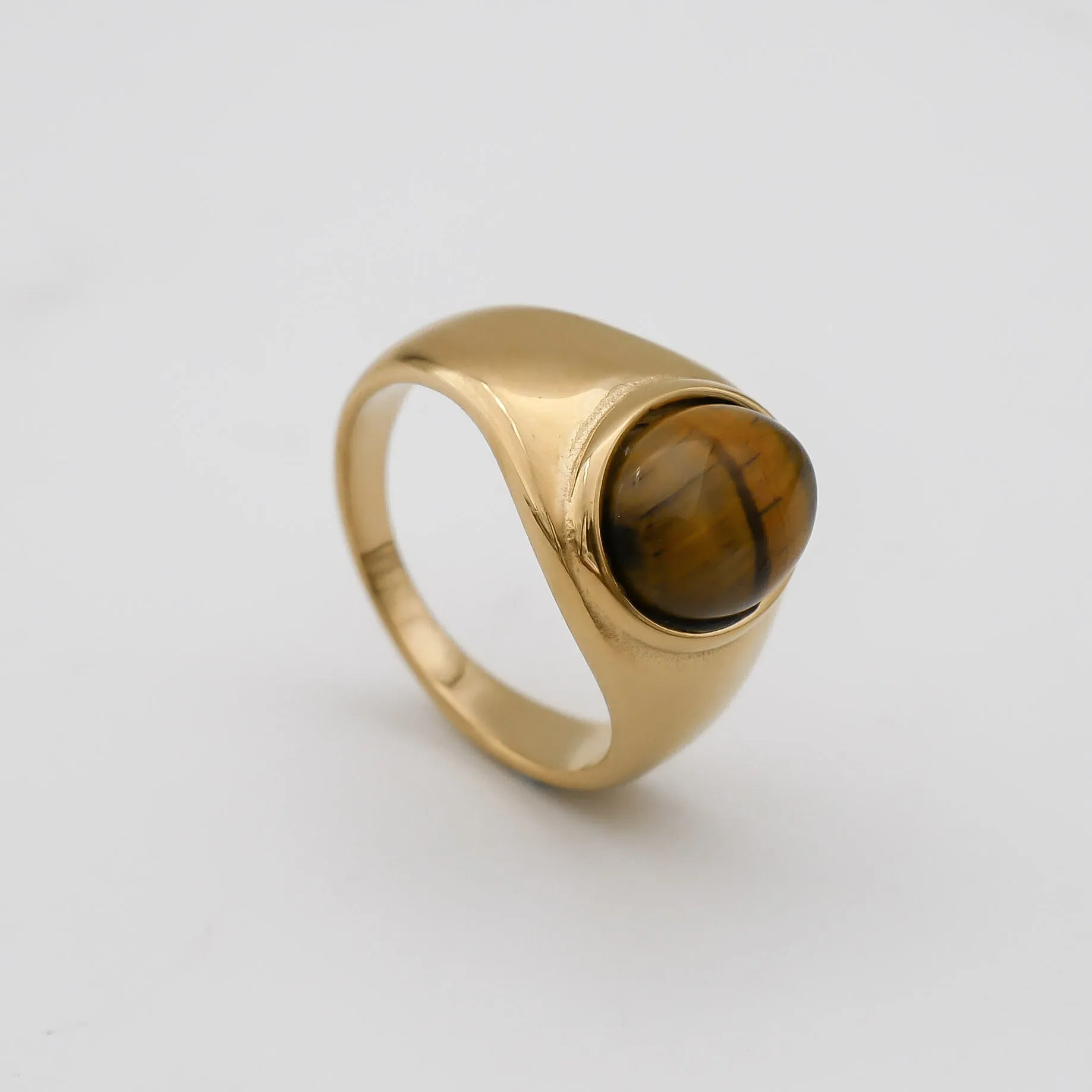 Amber Tiger Eye Signet Ring sold by PRYA product image thumbnail 3