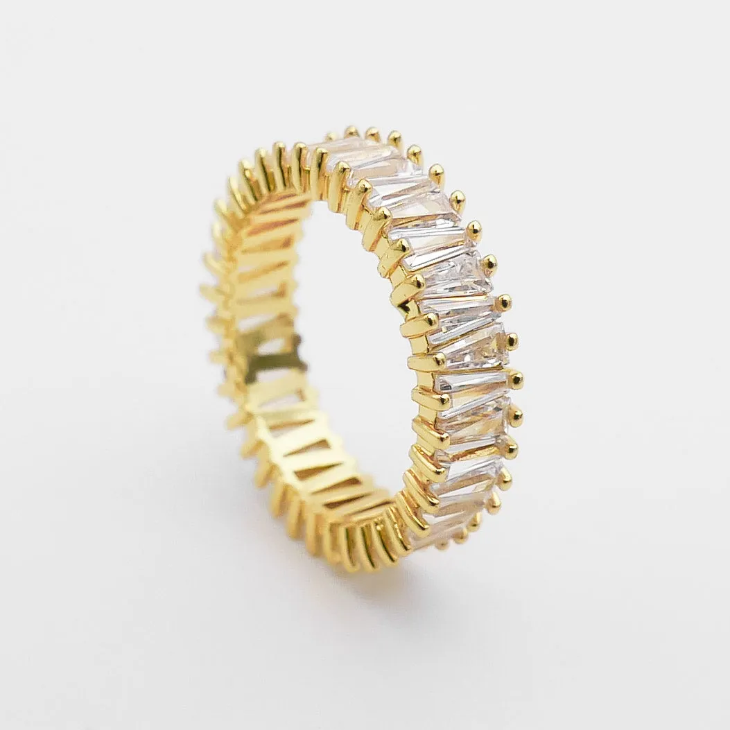 Anna Baguette Cut CZ Ring | Gold sold by PRYA