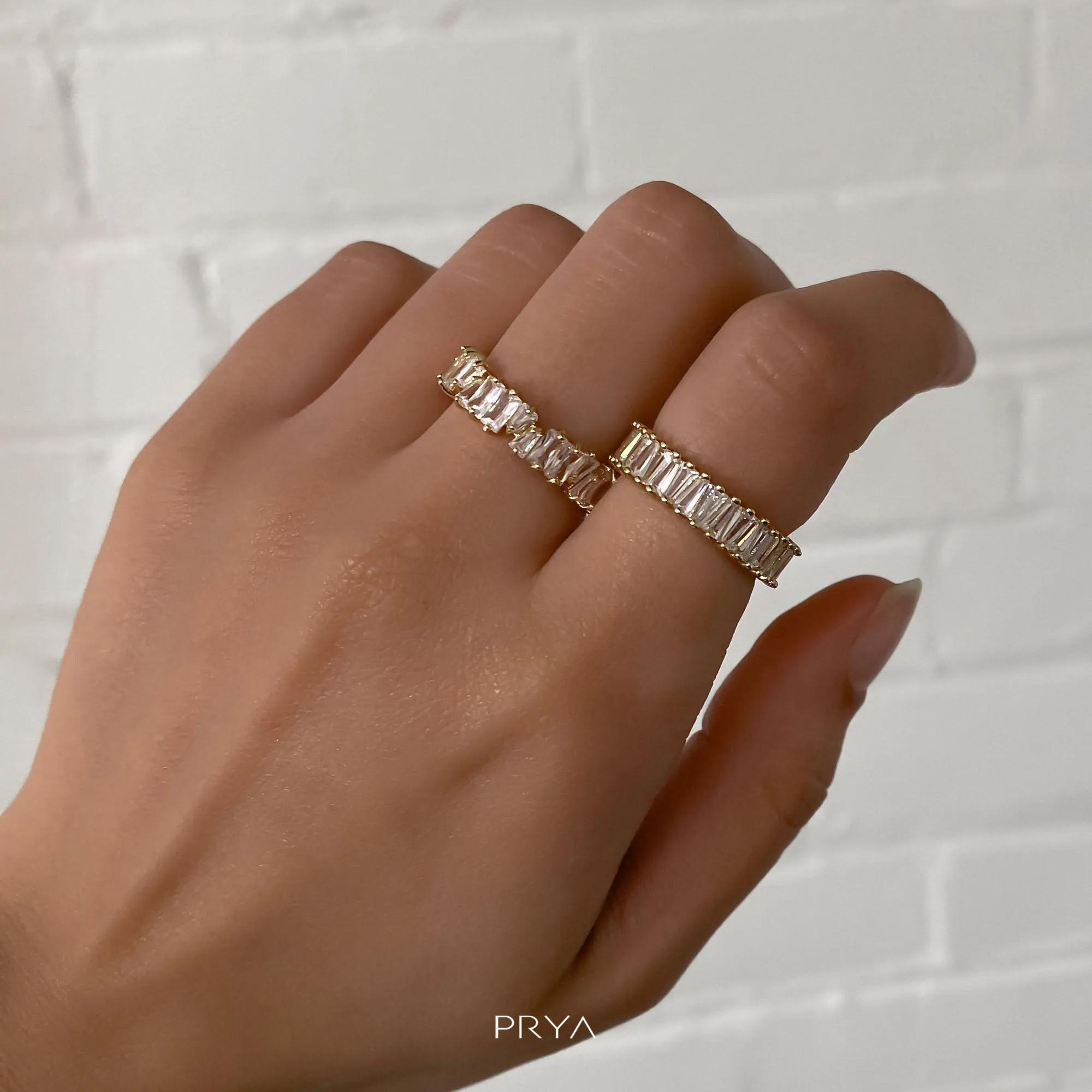 Anna Baguette Cut CZ Ring | Gold sold by PRYA product image thumbnail 4