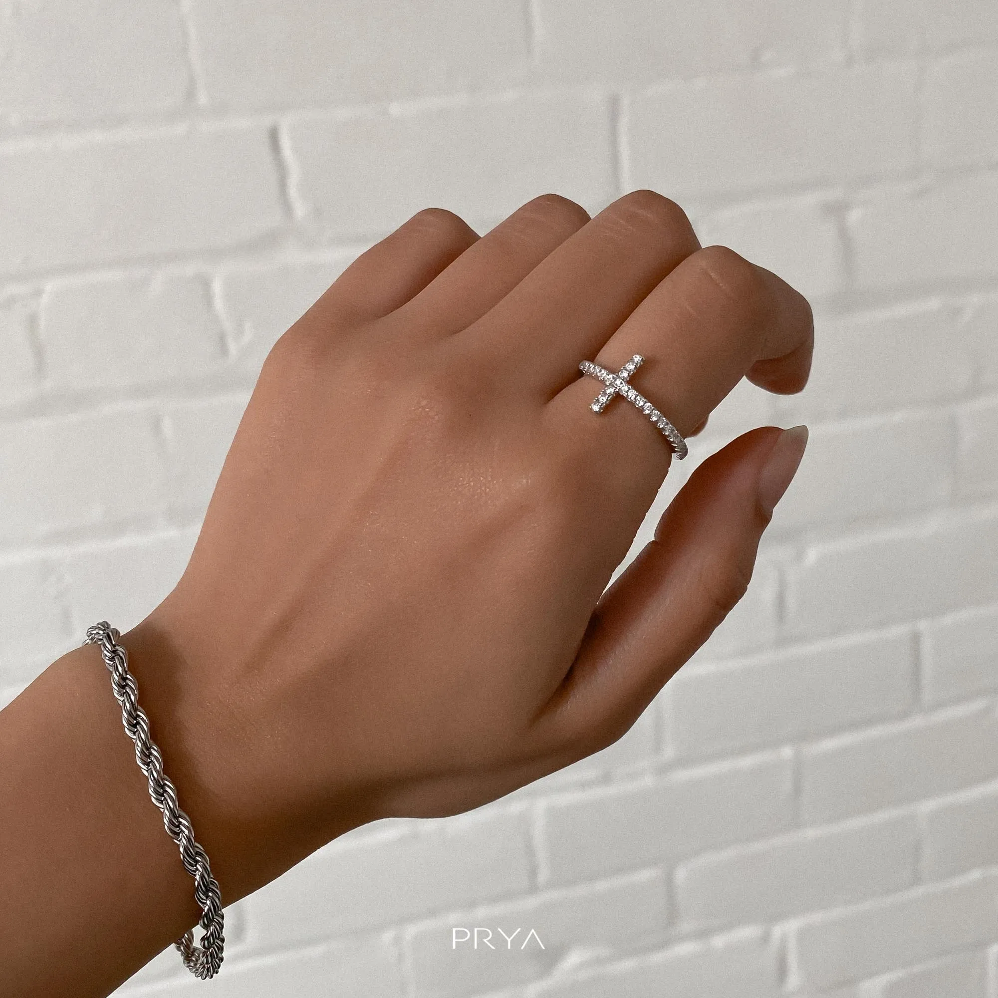 Horizontal Cross Ring | Sterling Silver sold by PRYA product image thumbnail 2