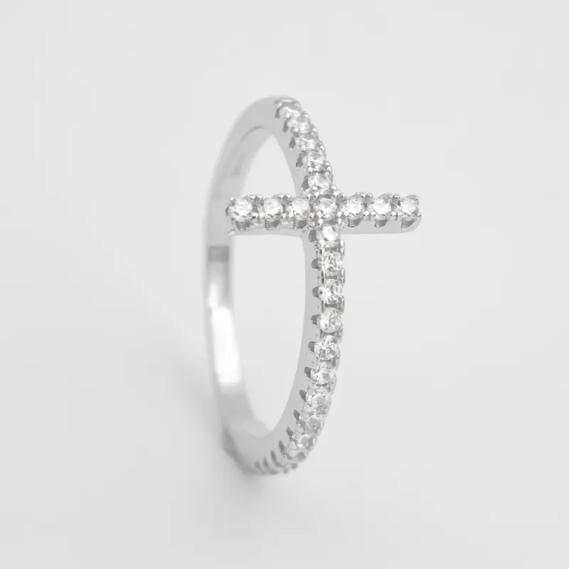 Horizontal Cross Ring | Sterling Silver sold by PRYA