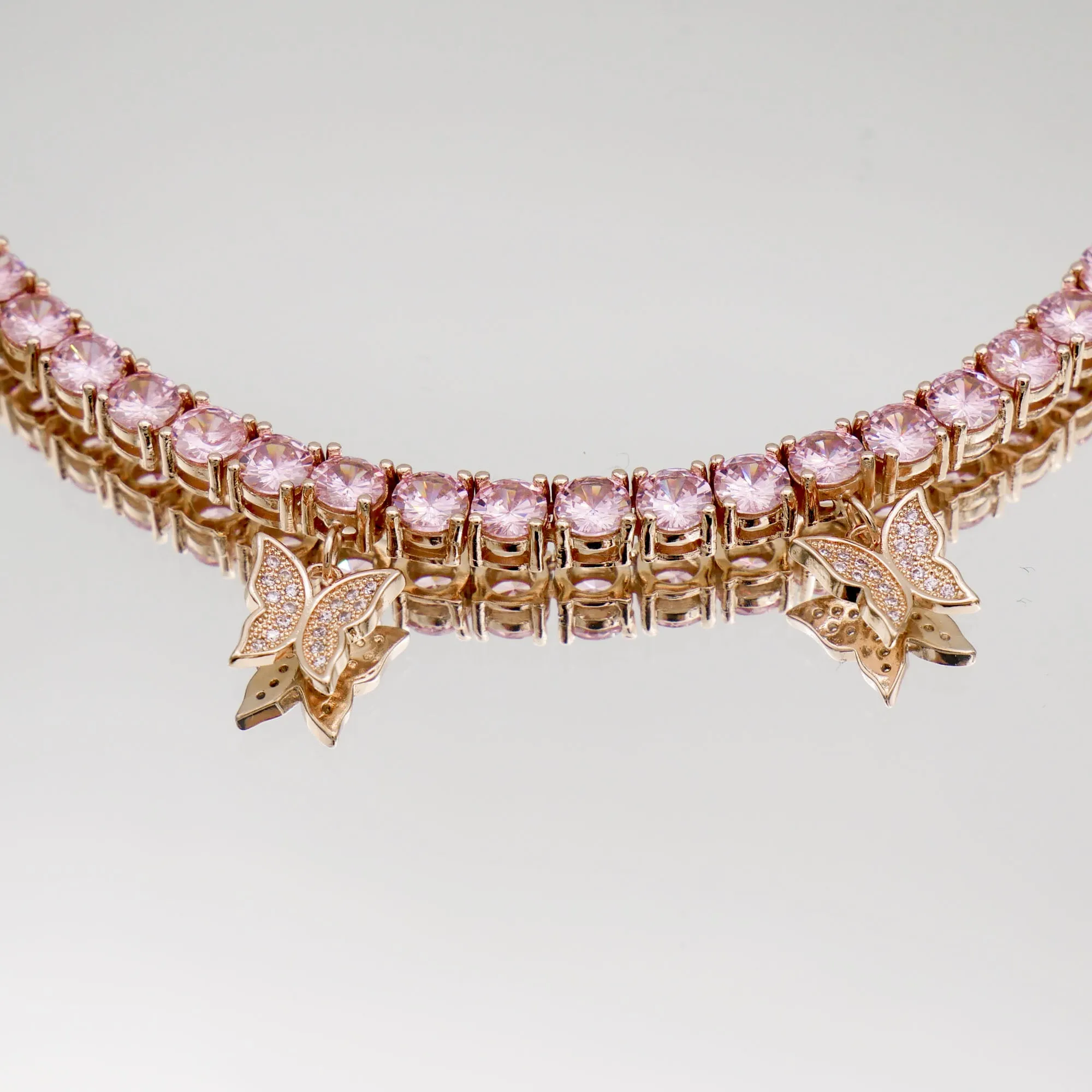 Butterfly Tennis Choker (Pink CZ) | PRYA™ sold by PRYA product image thumbnail 4