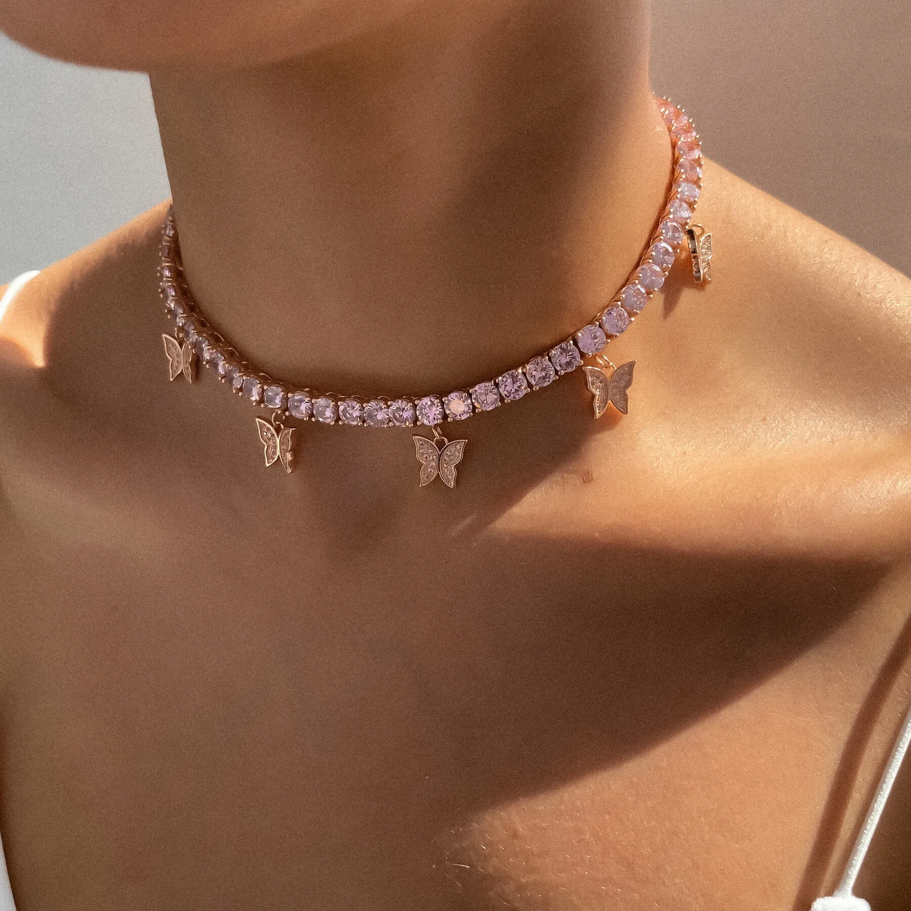 Butterfly Tennis Choker (Pink CZ) | PRYA™ sold by PRYA product image thumbnail 3