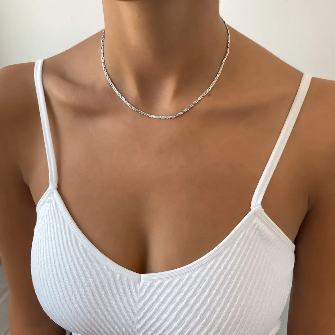 Flat Rope Link Chain | Silver sold by PRYA product image thumbnail 3