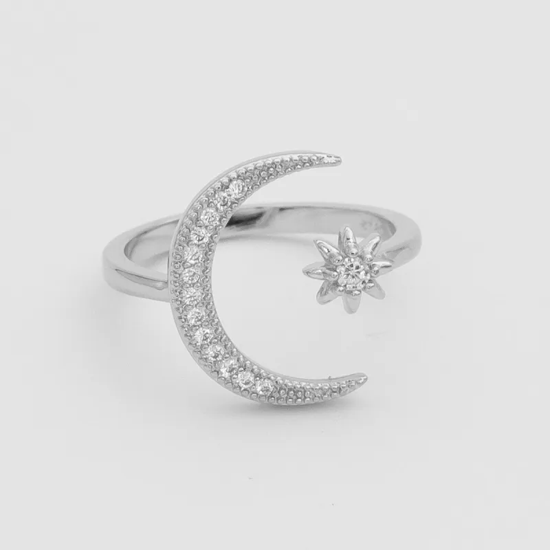 Moon and Star Ring | Sterling Silver sold by PRYA