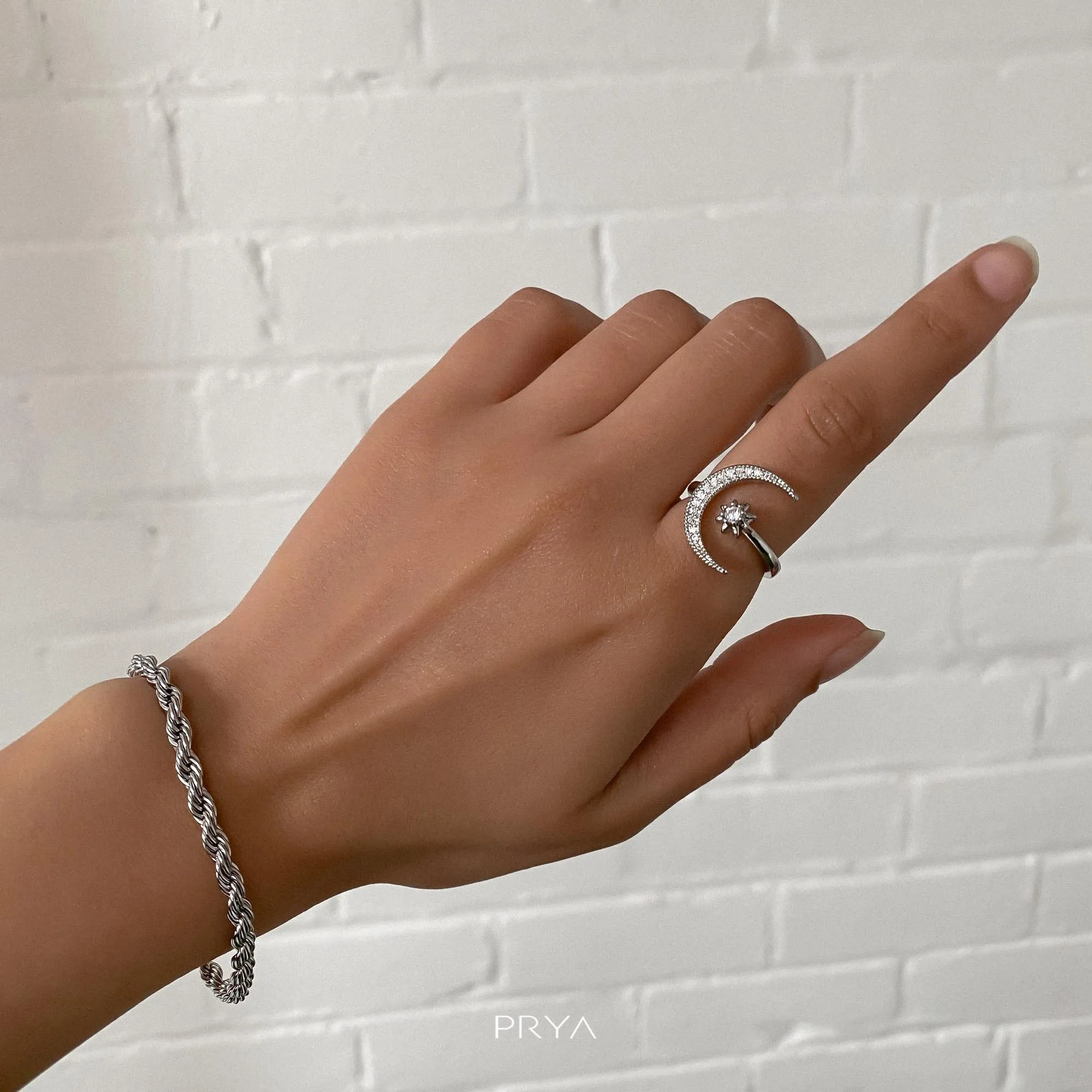 Moon and Star Ring | Sterling Silver sold by PRYA product image thumbnail 4