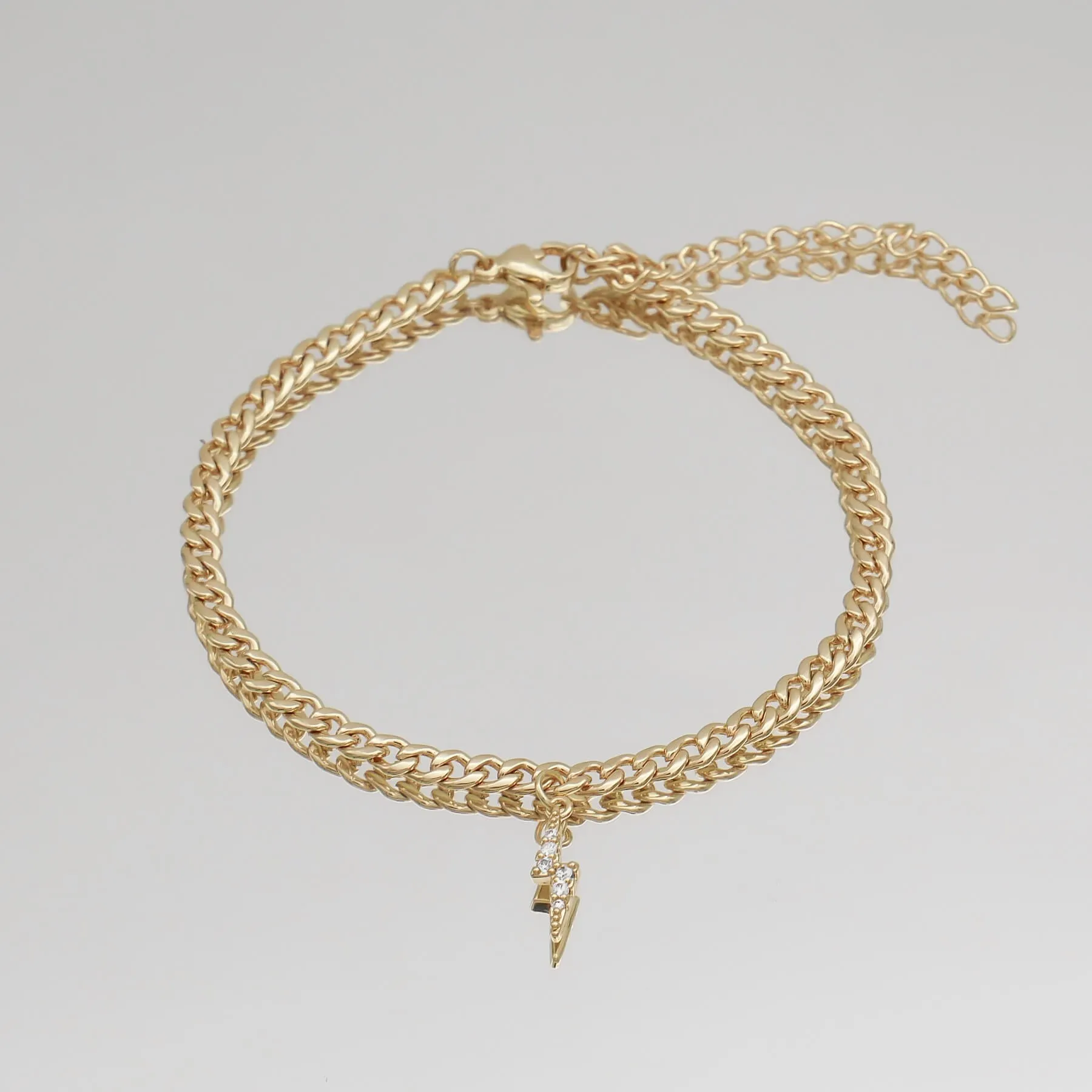 Pave Lightning Bolt Cuban Anklet sold by PRYA