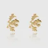 Zeina Pearl Coral Earrings sold by PRYA