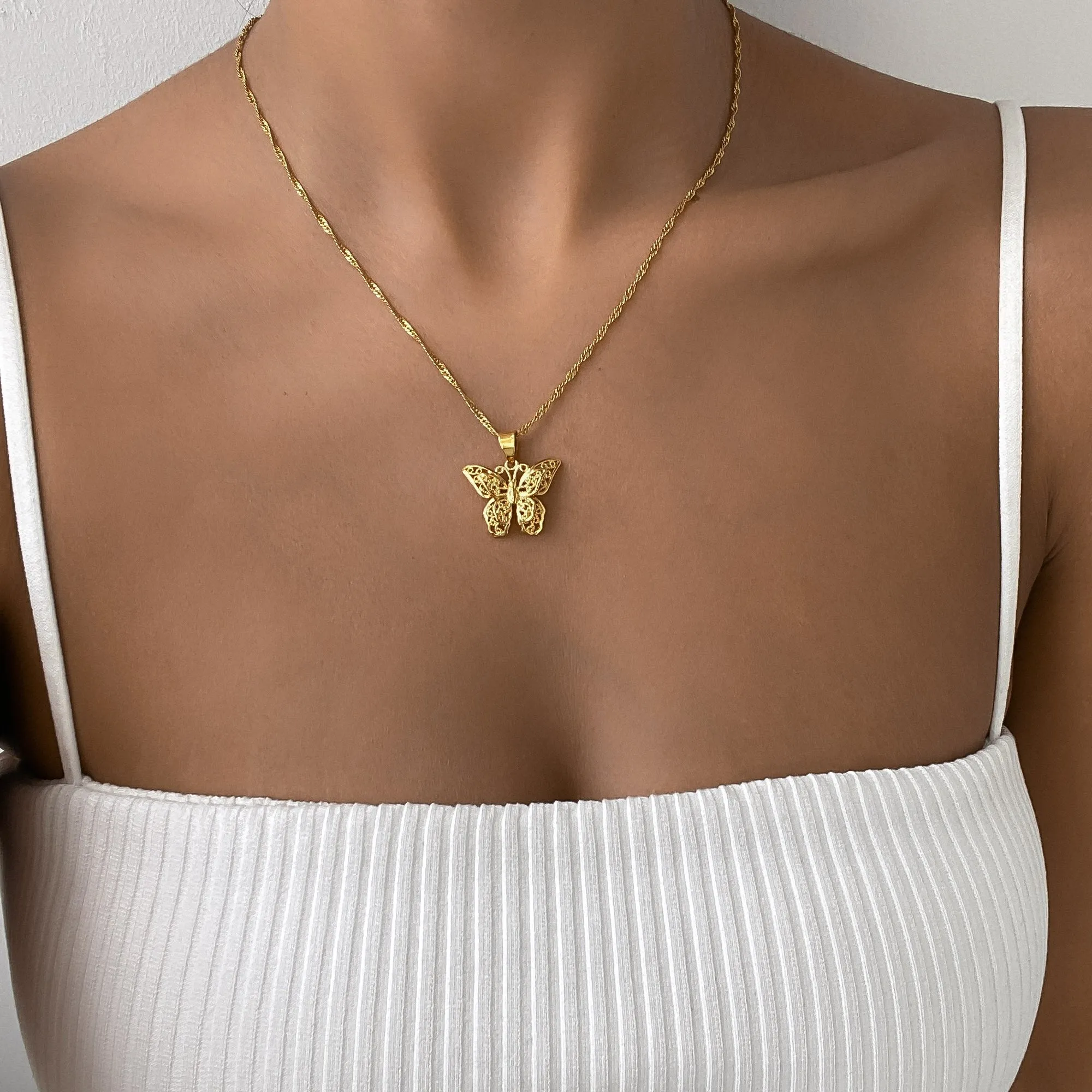 Butterfly Necklace | Gold sold by PRYA product image thumbnail 4
