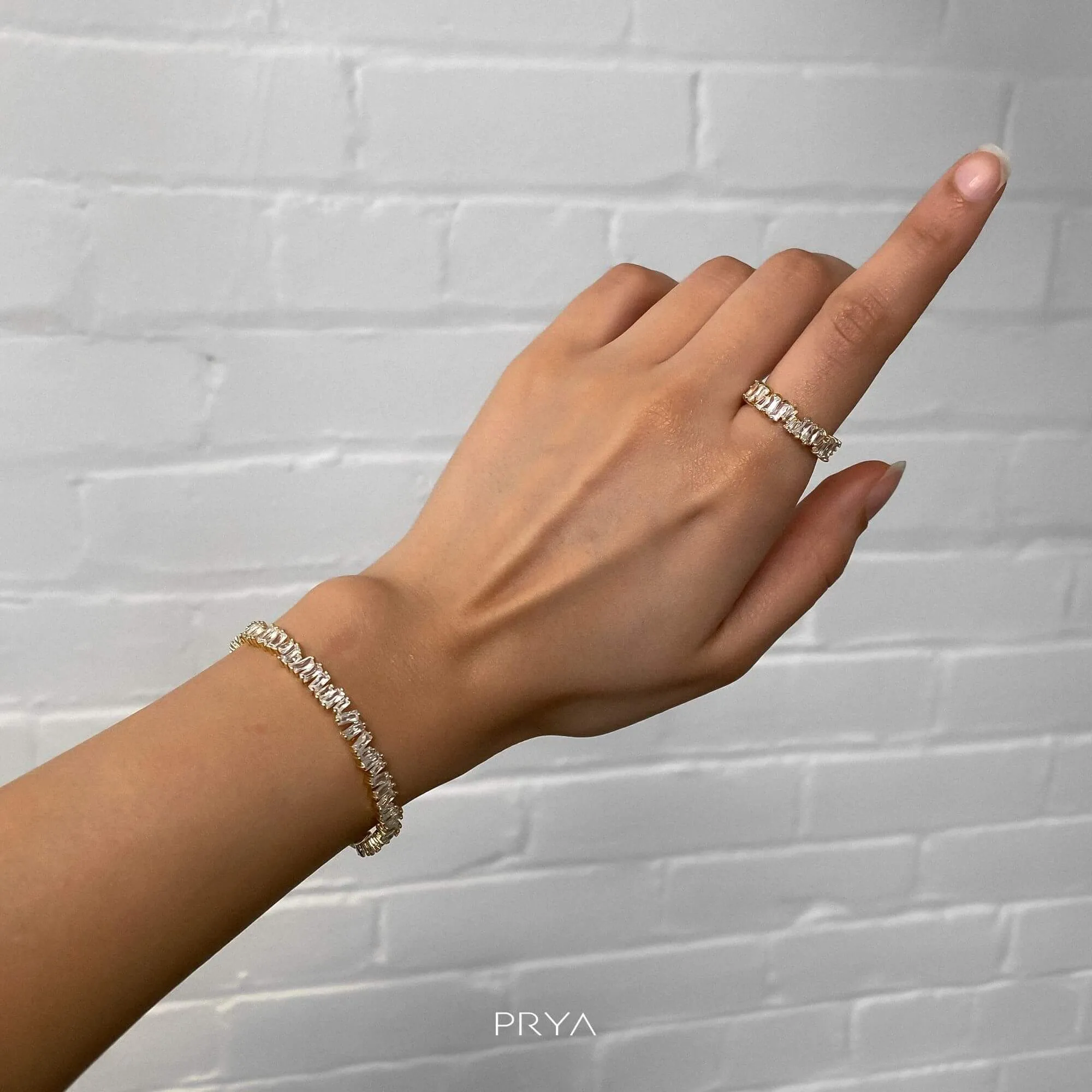 Jada Baguette CZ Bracelet Thin | Gold sold by PRYA product image thumbnail 2