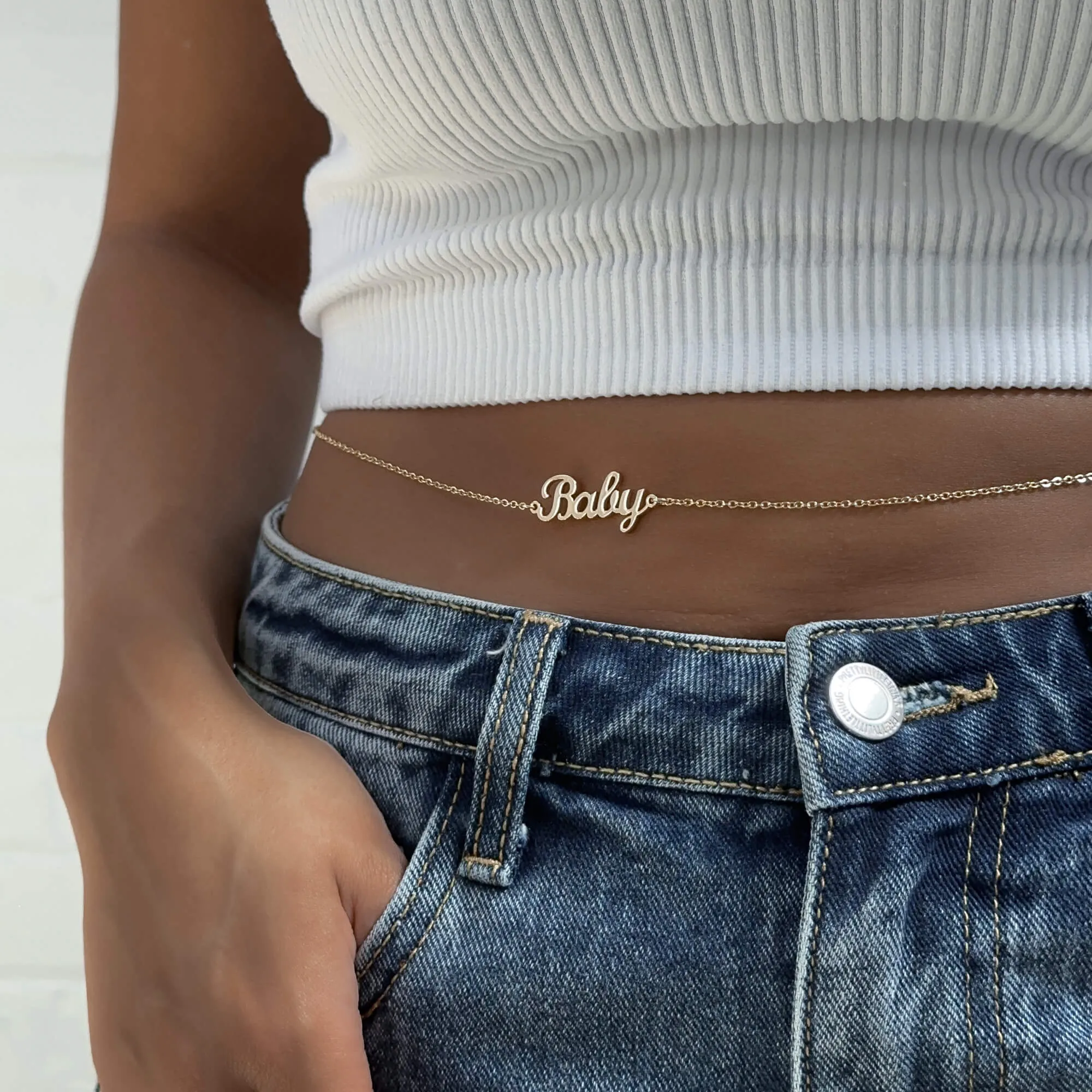Miami Custom Name Belly Chain sold by PRYA product image thumbnail 4
