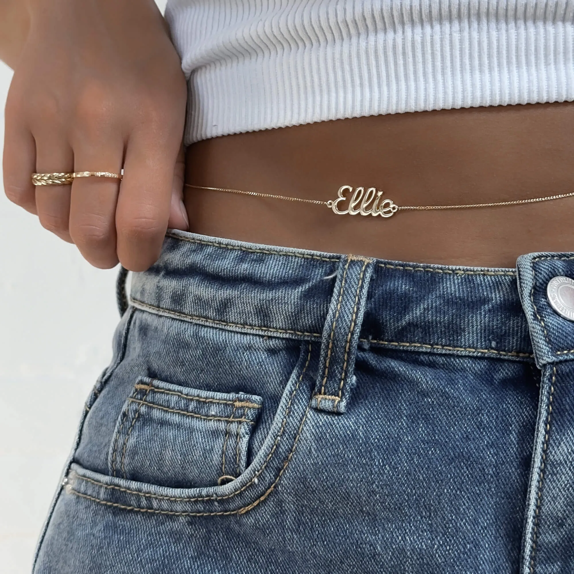 Miami Custom Name Belly Chain sold by PRYA product image thumbnail 2