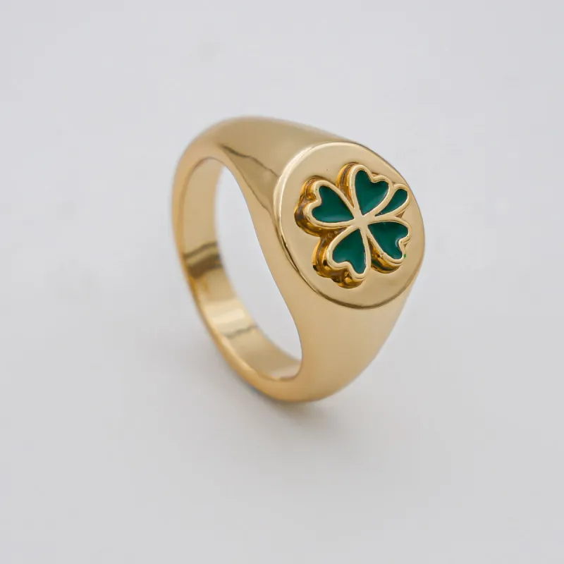 Four Leaf Clover Signet Ring sold by PRYA
