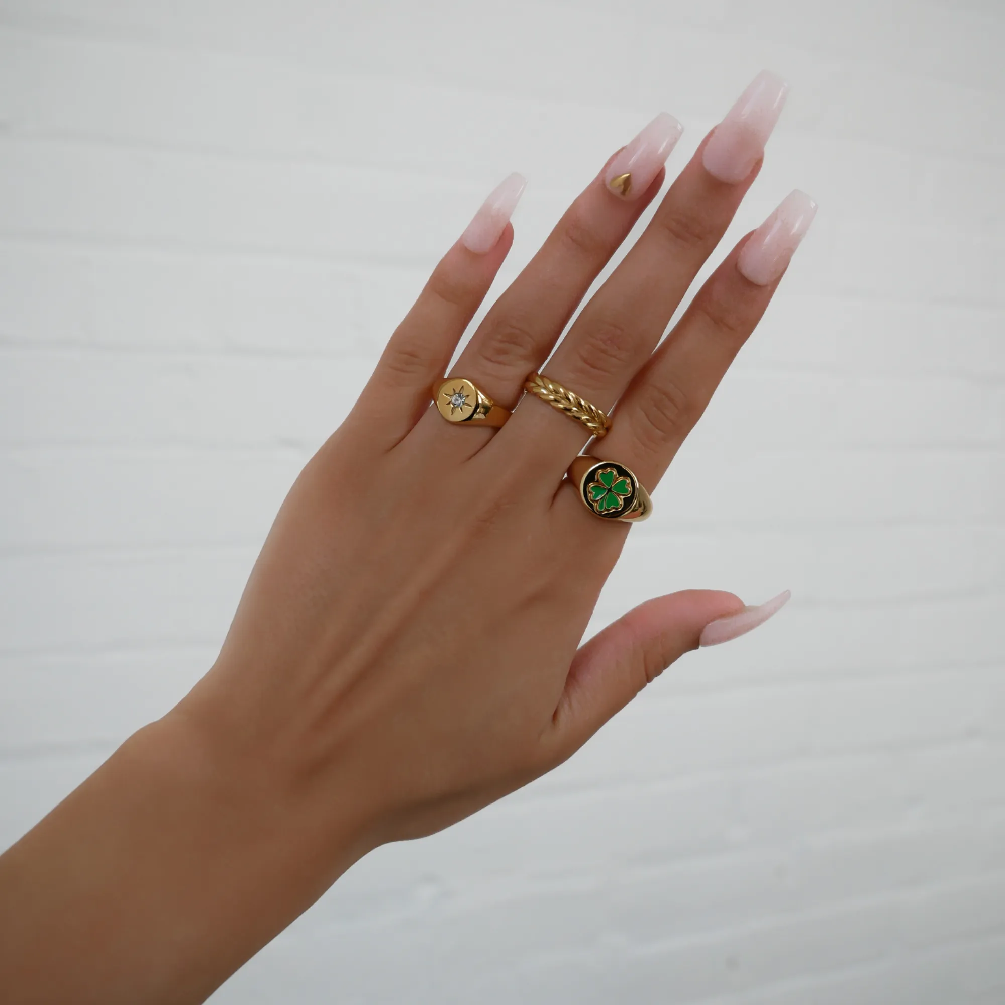 Four Leaf Clover Signet Ring sold by PRYA product image thumbnail 4