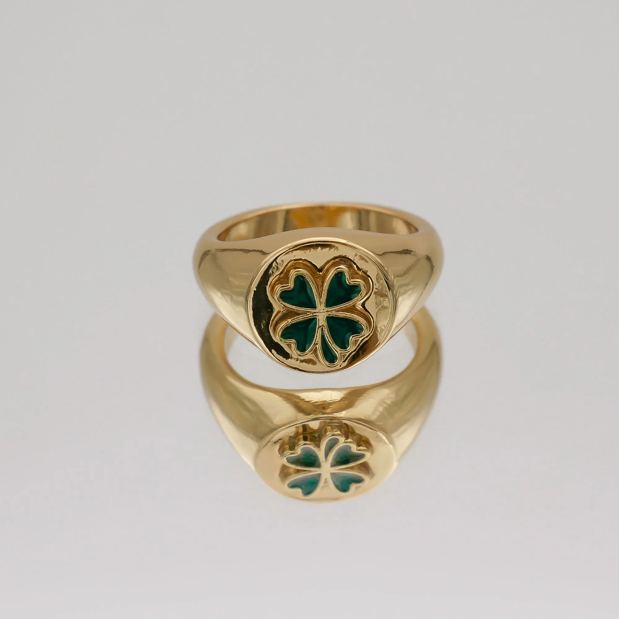 Four Leaf Clover Signet Ring sold by PRYA product image thumbnail 5